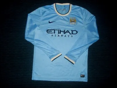 Nike MANCHESTER CITY 2013-2014 Long Sleeve Soccer Jersey Shirt England SIZE: M • $64.99