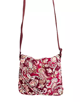 Vera Bradley Piccadilly Plum Paisley Quilted Cotton Medium Messenger Bag Purse • $27.63