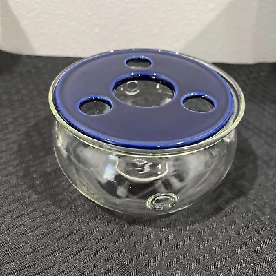 Jenaer Glaswerk Teewarmer Glass Tea Warmer Base With Cobalt Blue Top Germany • $15.99