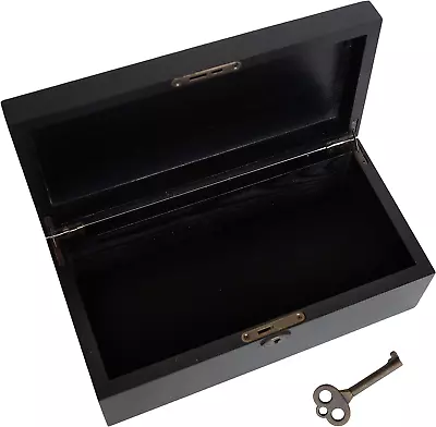 Large Wooden Storage Box With Hinged Lid And Locking Key Keepsake Memory Box Dec • $52.86