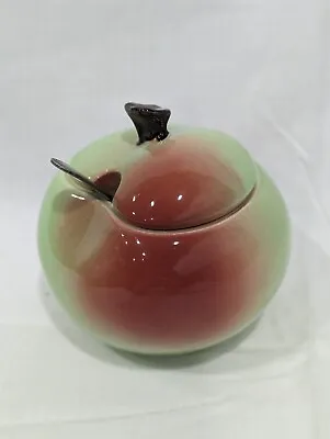 Carltonware Apple Shaped Sauce Pot With Lid And Stainless Nickel Silver Spoon... • $69.09