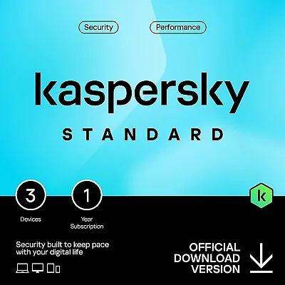 Kaspersky Standard Antivirus Internet 2024 3 PC Mac Same Day Email Key UK Codes • £12.08