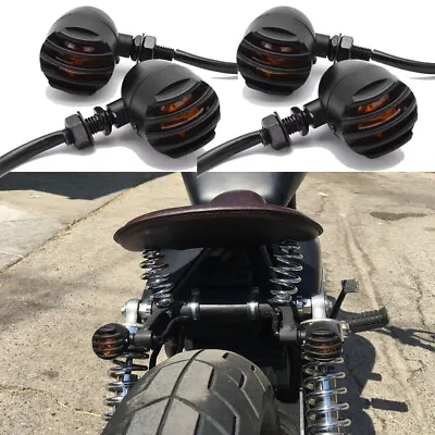 4X Motorcycle Grill Bullet Blinker Turn Signal Amber Lights For Bobber Chopper • $28.88