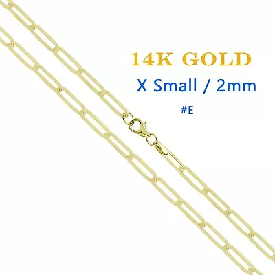 14k Gold Necklace Paper Clip Chain Solid 14k Paperclip Necklace  (Small 2mm) • $270