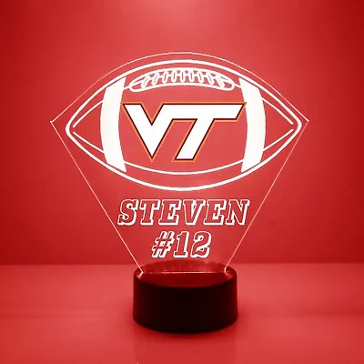 Virginia Tech Personalized Night LightCollege Football LED Sports Fan Lamp Gift • $49.99