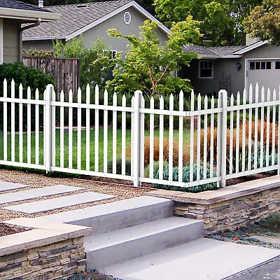 Vinyl Picket Fence PVC Panel White 84''Wx34.6''HYard Garden Straight 20Pickets S • $247.41