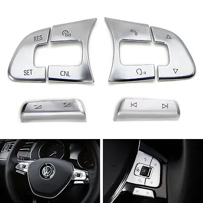 Satin Silver 6pc Steering Wheel Control/Button Decoration Trims For Volkswagen • $23.39