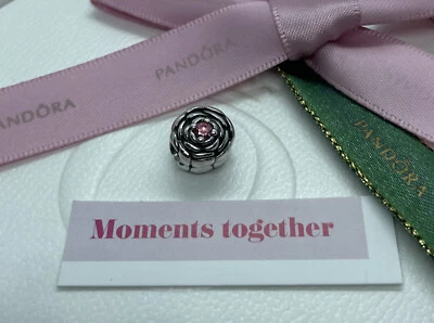 $75 • Buy Pandora Pink CZ Blooming Rose Flower Charm 790575 Retired Rare Authentic Ale