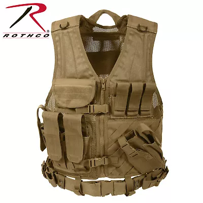 Rothco Cross Draw MOLLE Tactical Vest COYOTE BROWN • $89.99