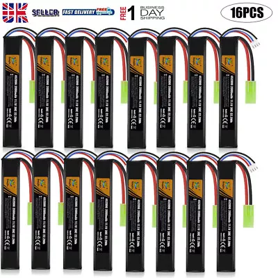 2000mAh 11.1V LiPo Airsoft Battery Rechargeable 3S Hobby Battery W/ Mini Tamiya • £168.98