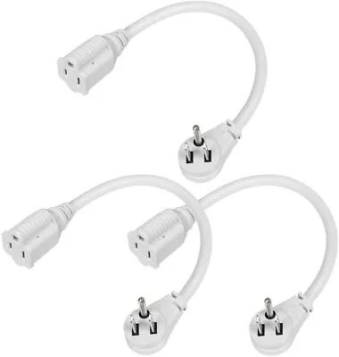 DEWENWILS Indoor Flat Plug Extension Cord 14 Gauge Heavy Duty 3 Prong 3Pack 1FT • $11.89