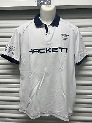 Hackett London Aston Martin Racing Endurance Mens XXL Polo White Big Logo • $45