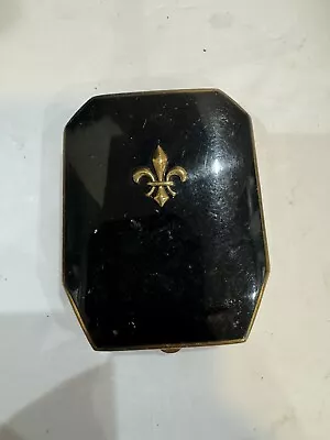 Vintage Deltah Fleur Del Lis Black Enamel Compact • $35