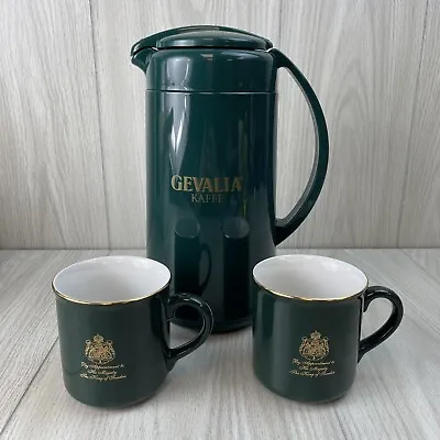 £20.46 • Buy LOT Gevalia Green & Gold Thermal Carafe And 2 Ceramic Mugs NOS Never Used *READ