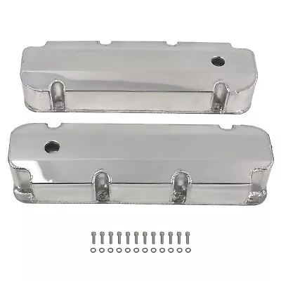 Polished Fabricated Aluminum Valve Covers W/ Hole For BBF Ford 429-460 • $118.88