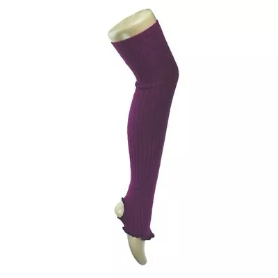 Pridance Ribbed Stirrup Legwarmer Dance Ballet Warm Up Class 65cm  Purple/ Plum • £11.95