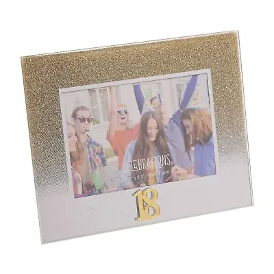 18th BIRTHDAY - GOLD/GLITTER ACRYLIC PHOTO FRAME • £8.99