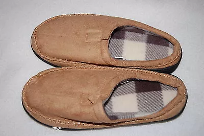 Mens Slippers BEIGE TAN LOW BACK SCUFFS Cushioned RUBBER SOLES  M 10-11 • $16