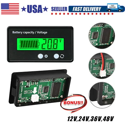 12V-48V Battery Capacity LCD Indicator Voltage Voltmeter Monitor Meter Caravan • $8.99