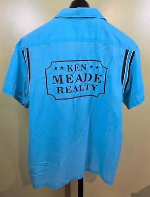 Vintage Hilton Bowling Shirt Sz XL 1980's Blue S/S  Ken Meade Realty  • $44.99