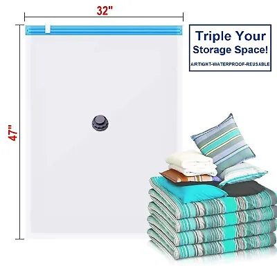 $23.90 • Buy 8 PACK Jumbo Extra Large Space Saver Vacuum Seal Storage Bag Strong Organizer XL