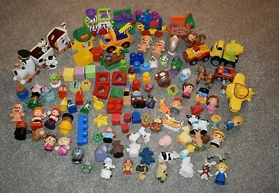 Fisher Price Little People Various Other Toys LOT 113 Pieces blockstrains Etc • $12.88