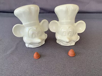 Vintage Chef Mickey Mouse Disney White Salt And Pepper Shakers USA   • $29.95