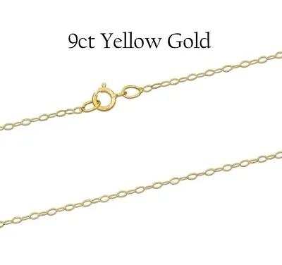 £19.99 • Buy 9ct Yellow Gold Oval Trace Chain 46cm / 18 Inch Necklace 0.8mm Wide 0.38g New