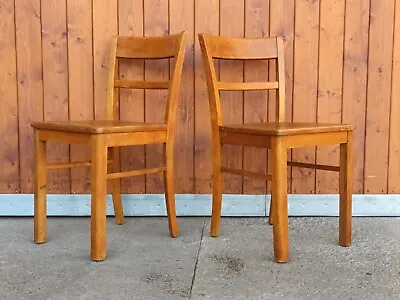 50er Vintage Dining Room Chair Frankfurt Kitchen Kneipenstuhl Wooden 1/5 • $79.89