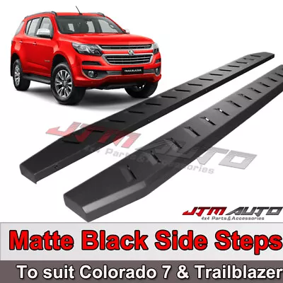 Heavy Duty Steel Black Off Road Side Steps Suit Holden Colorado 7 & Trailblazer • $305.10