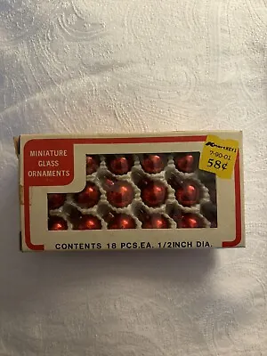 Miniature Glass Ornaments Red 18 Pcs 1/2” Diameter Kmart Brand Vintage • $15
