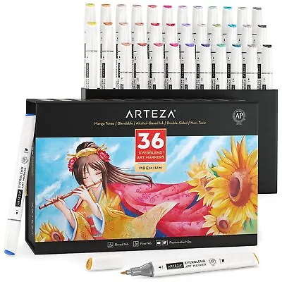 Arteza EverBlend Ultra Art Markers | Manga Tones - 36 Colors • $49.99