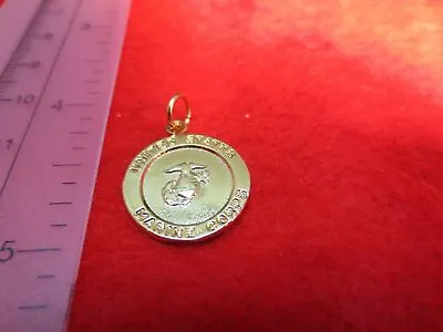 14 Kt Gold Plated  Marine Corps/ St.christopher Two Sided Military Charm • $9.95