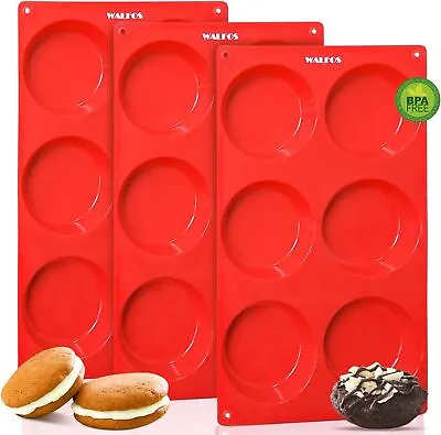 Walfos Silicone Whoopie Pie Baking Pans 3 Pcs Non-Stick Muffin Top Pan • $13.99