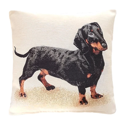 £9.99 • Buy Luxury Dachshund Sausage Dog Cushion Cover Woven Cotton Tapestry Soft Thick 17 