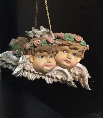 1920s MORIYAMA Cherubim Angels Bust Wall Hanger Figurine Heads & Wings (PLASTER) • $29.50