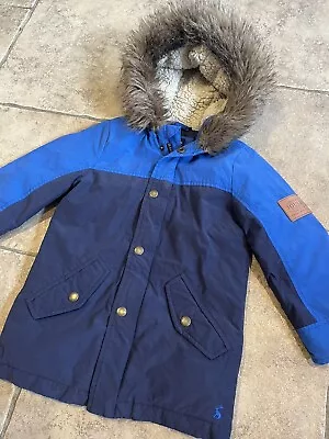 £11.99 • Buy Joules Boys Ambleside Blue Padded Fur Trim Hood Warm Winter Coat Age 3 Years 