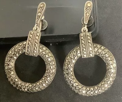 Vintage Art Deco 935 Silver / Argentium & Marcasite Earrings  • £12