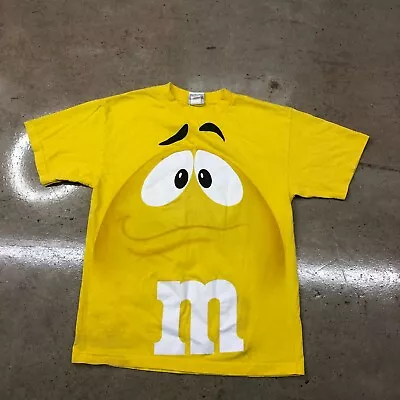 M&M Face T Shirt Adult Medium M Yellow 2009 Candy Short Sleeve Cotton *Stains • $12.99