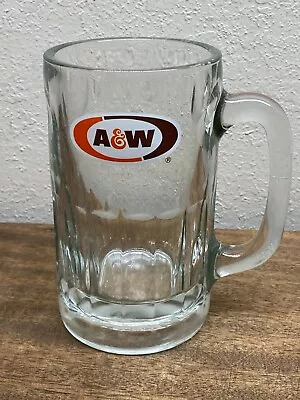 Vintage AW A&W Root Beer Soda Mug 6'' Tall Dimple Sides Heavy Glass • $11.50