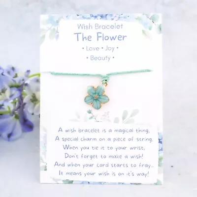 Blue Flower Girl Wish Bracelet Tie On Make A Wish Wedding Day Favours • £3.49