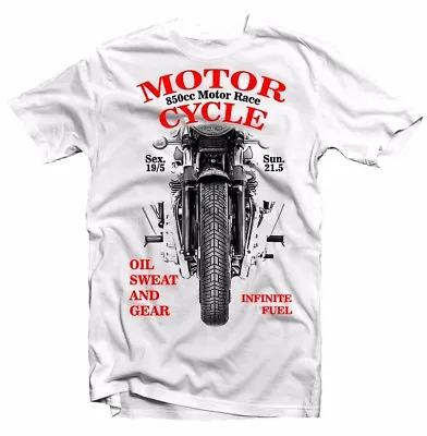 Motorcycle 850cc Moto Di Ferro Oil Sweat And Gears Kawasaki White T-shirt 9341 • £13.95