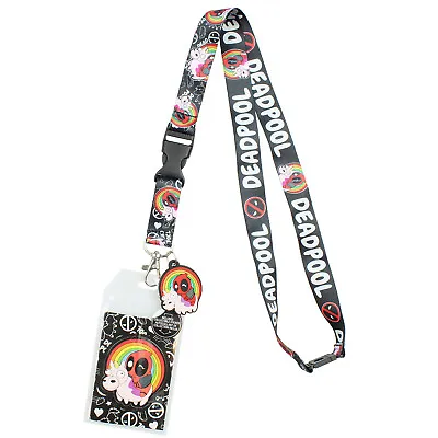 Marvel Deadpool Lanyard With Unicorn Rainbow Charm And Detachable ID Holder • $10.95