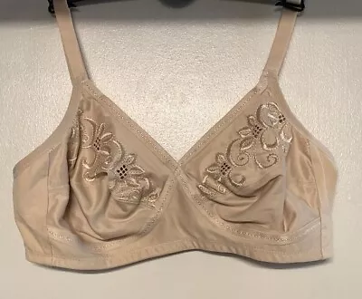 New Ex M&S Embroidered Crossover Non-Wired Full Cup Bra Almond B-C-D-DD-E • £6.99