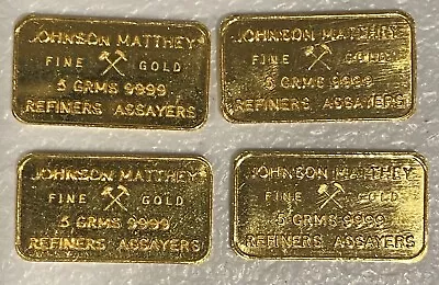 Vintage 5 Gram Gold Bar Lot JM Johnson Matthey 9999 • $2200