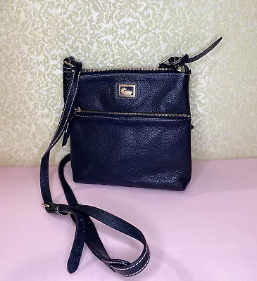 Dooney & Bourke Dillen Luxury Black Pebbled Leather Letter Carrier Crossbody Bag • $75