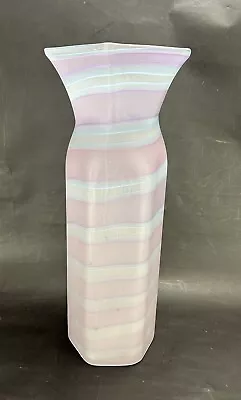Venini Italy Blown Glass Floor Vase 22  Tall Pink Swirls • $399.99
