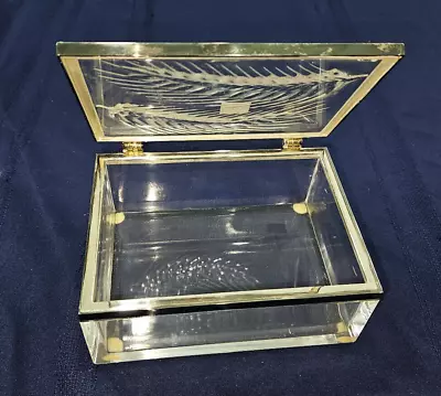 LALIQUE Epis Cigarette Trinket Dresser Box Crystal France Wheat Vtg W BOX • $349.99