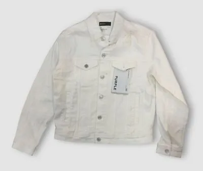 $450 Purple Brand Men's White Film Monogram Jacquard Trucker Jacket Size S • $126.38