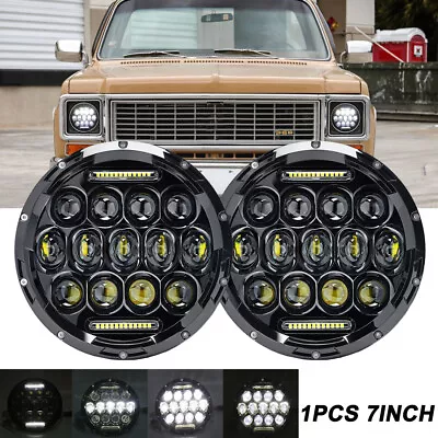 7  Round LED Headlight Hi/Low Beam DRL For Chevy C10 C20 C30 K10 K20 K30 Pickup • $42.99